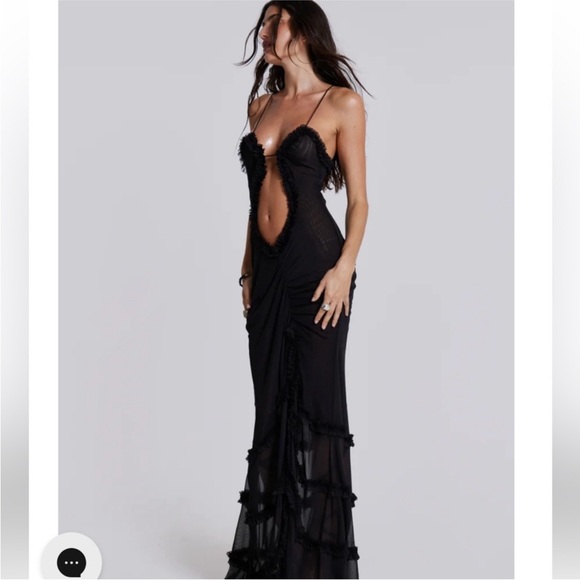 JADED LONDON Fatale Maxi Dress in Midnight Black UK 8 US 4 - Picture 5 of 12